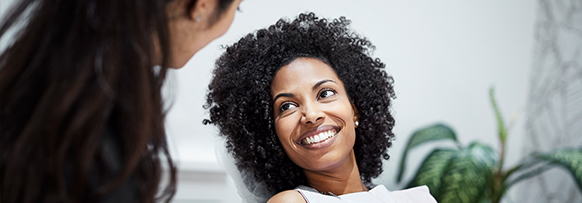 Smiling woman in dental office