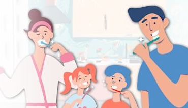 Family brushing teeth animation